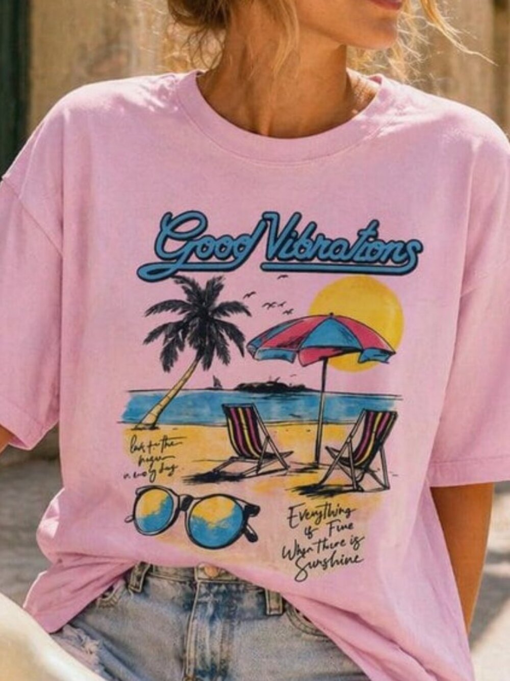 Retro Beach Shirt, Summer Tee Gift, Good Vibes Shirt